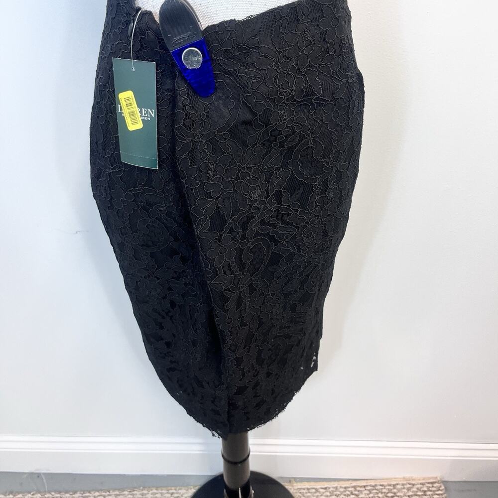Ralph Lauren Skirt size 12 Classic Black Lace Straight Knee Cocktail Wedding - Picture 7 of 8